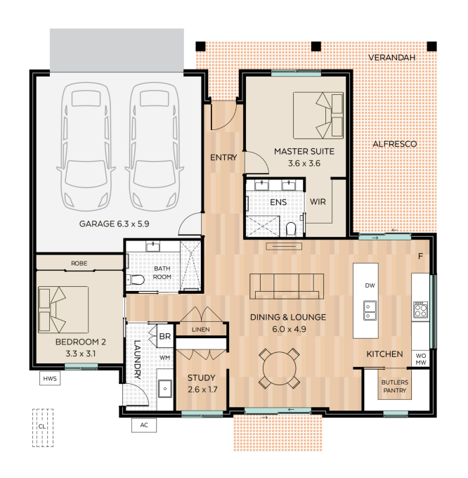 The Duneed floor plan - click to expand